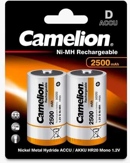 Camelion D HR20 2500mAh įkraunamos baterijos, 2 vnt. rinkinys