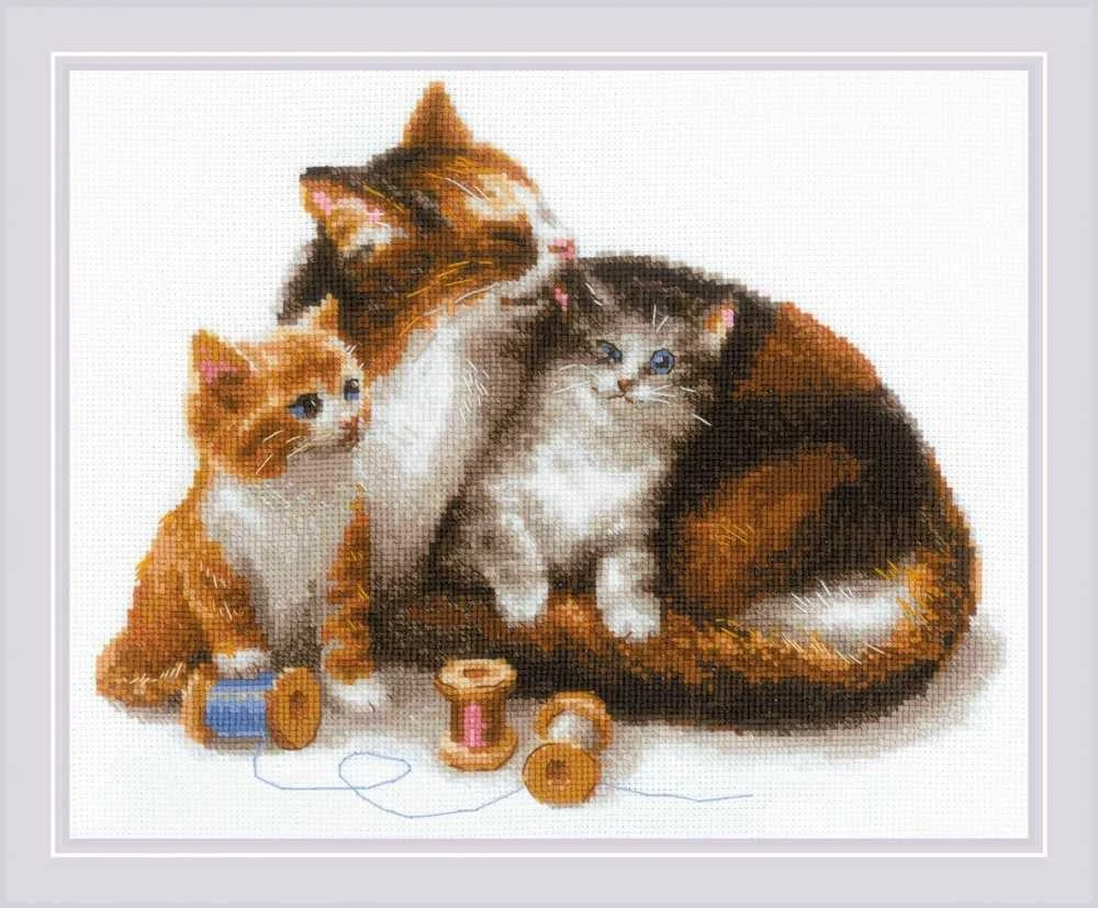 Cat with Kittens siuvinėjimo rinkinys iš RIOLIS Nr.: 1811