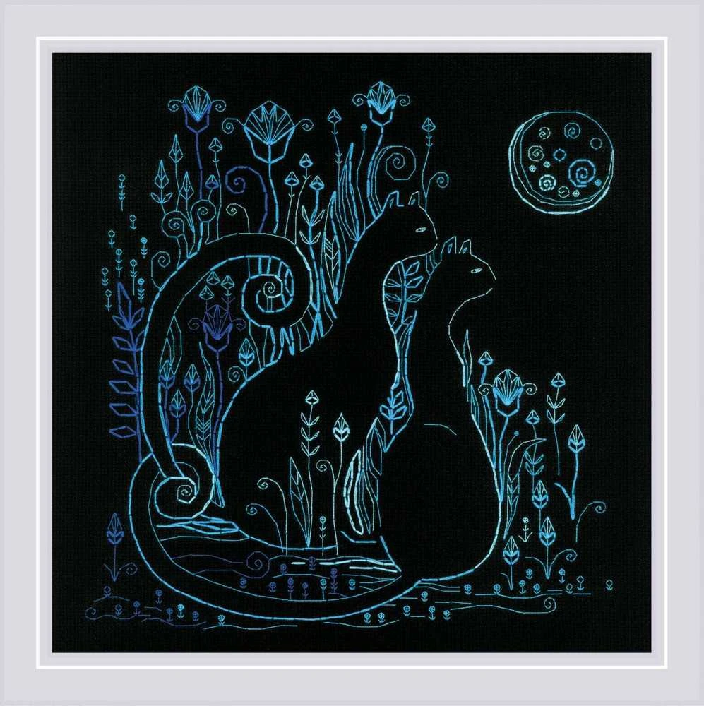 Riolis Kryželio siuvinėjimo rinkinys "Katės. Mėnulio šviesa" 30x30 SR2173