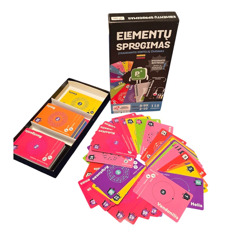 Chalk Chuckles Chemijos STEM kortelių žaidimas „Elementų sprogimas“ lietuvių k.