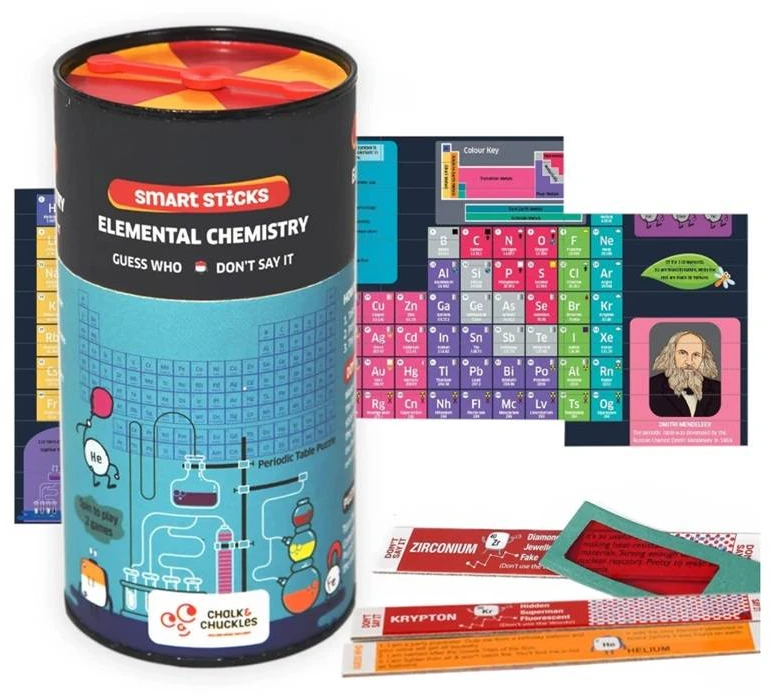 Chalk Chuckles Cheminiai elementai – edukacinis stalo žaidimas apie periodinę lentelę (2–4)