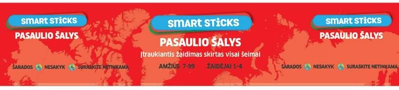 Chalk Chuckles Išmaniosios lazdelės „Pasaulio šalys“ – edukacinis šeimos žaidimas 7+ 1–4 žaid.