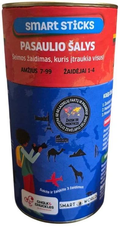 Chalk Chuckles Išmaniosios lazdelės „Pasaulio šalys“ – edukacinis šeimos žaidimas 7+ 1–4 žaid.