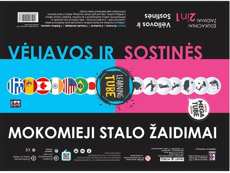 Chalk & Chuckles, Learning Tube Mokomieji kortų žaidimai: Pasaulio vėliavos ir sostinės (lietuvių k.)