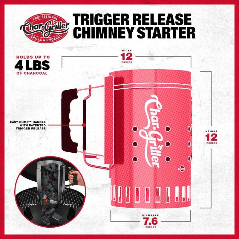 Char Griller Anglių įkūrimo kaminėlis su Easy Dump – greitam BBQ griliui