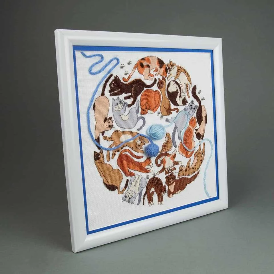 Charivna Mit Siuvinėjimo kryželiu rinkinys Crystal Art Katės žaidimas, Aida 16, 25x25 cm