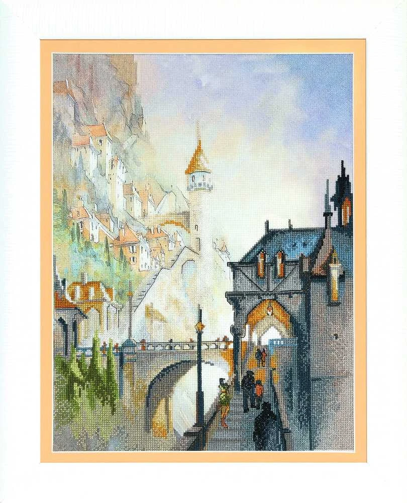 Charivna Mit Siuvinėjimo kryželiu rinkinys Pilis – dalinis, su atspaudu, 24,5×32,5 cm
