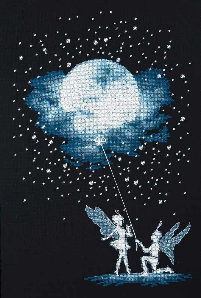 Charivna Mit Siuvinėjimo kryželiu rinkinys „Pasimatymas po Mėnuliu“, Aida 14, 25×38 cm