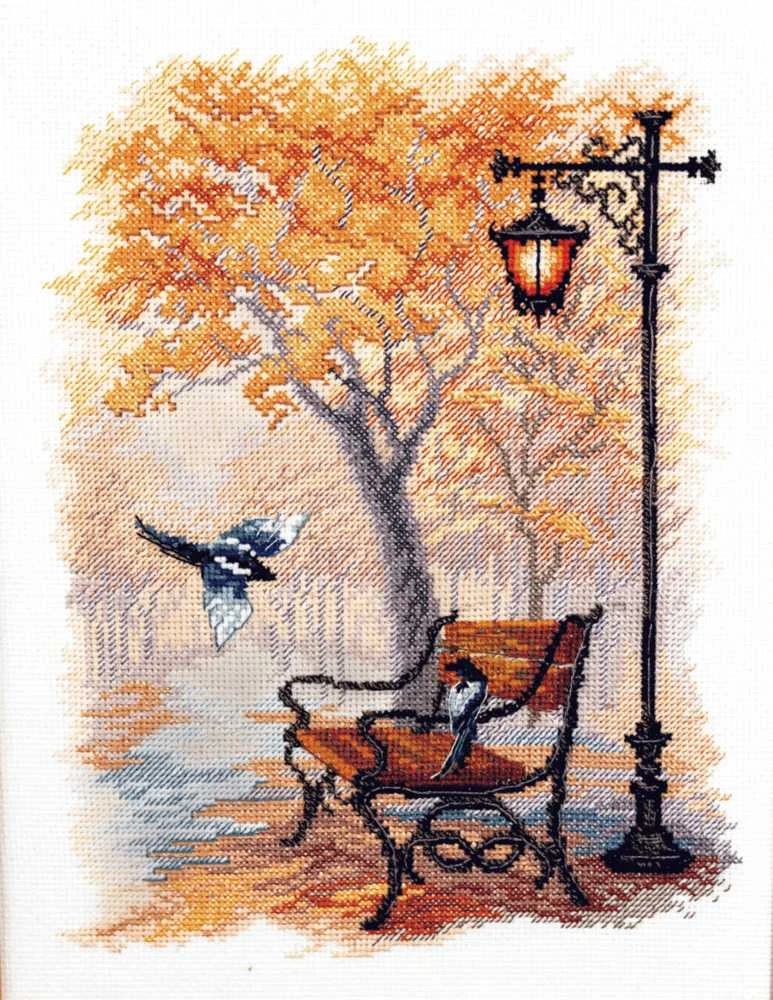 Charivna Mit Siuvinėjimo kryželiu rinkinys Rudens parke, Zweigart Aida 16, 19×25 cm