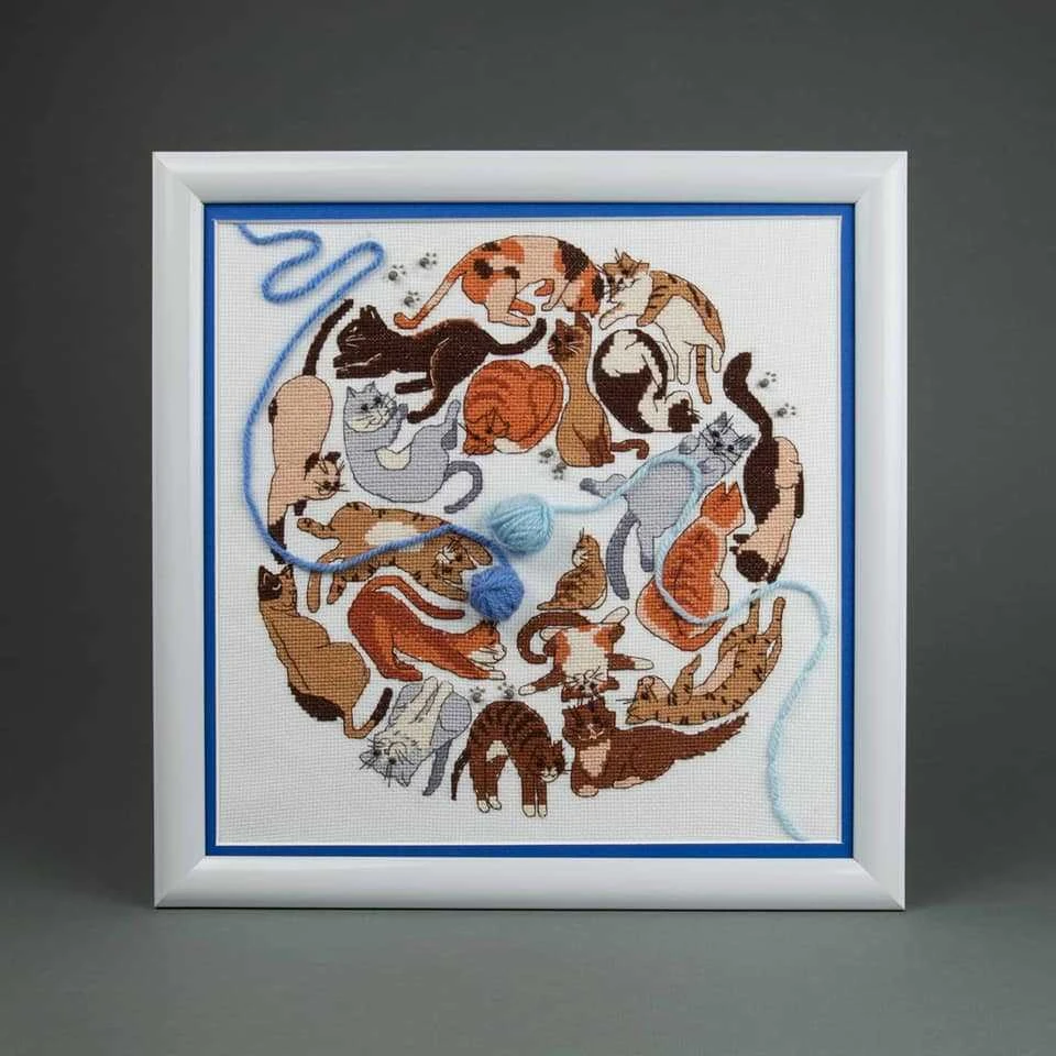 Charivna Mit Siuvinėjimo kryželiu rinkinys Crystal Art Katės žaidimas, Aida 16, 25x25 cm