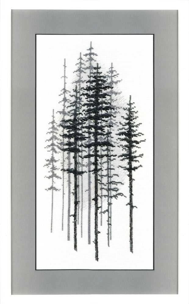 Charivna Mit Siuvinėjimo kryželiu rinkinys su karoliukais „Ūkanotas miškas“, 15×29,5 cm