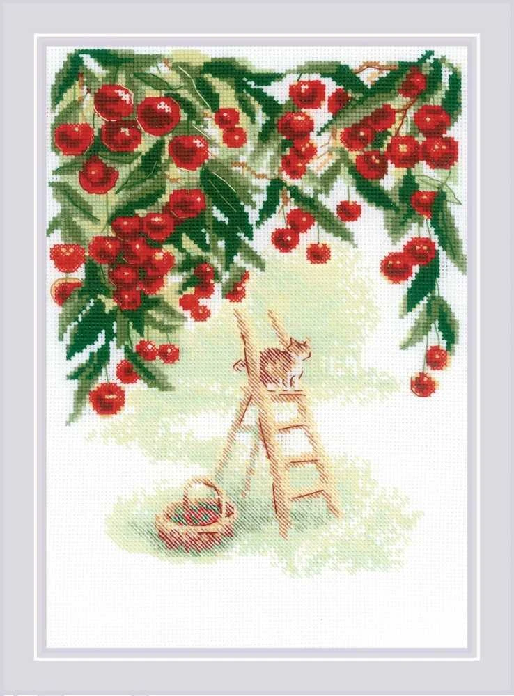 Riolis Kryželių siuvinėjimo rinkinys "Vyšnių sodas" 21x30 SR2205