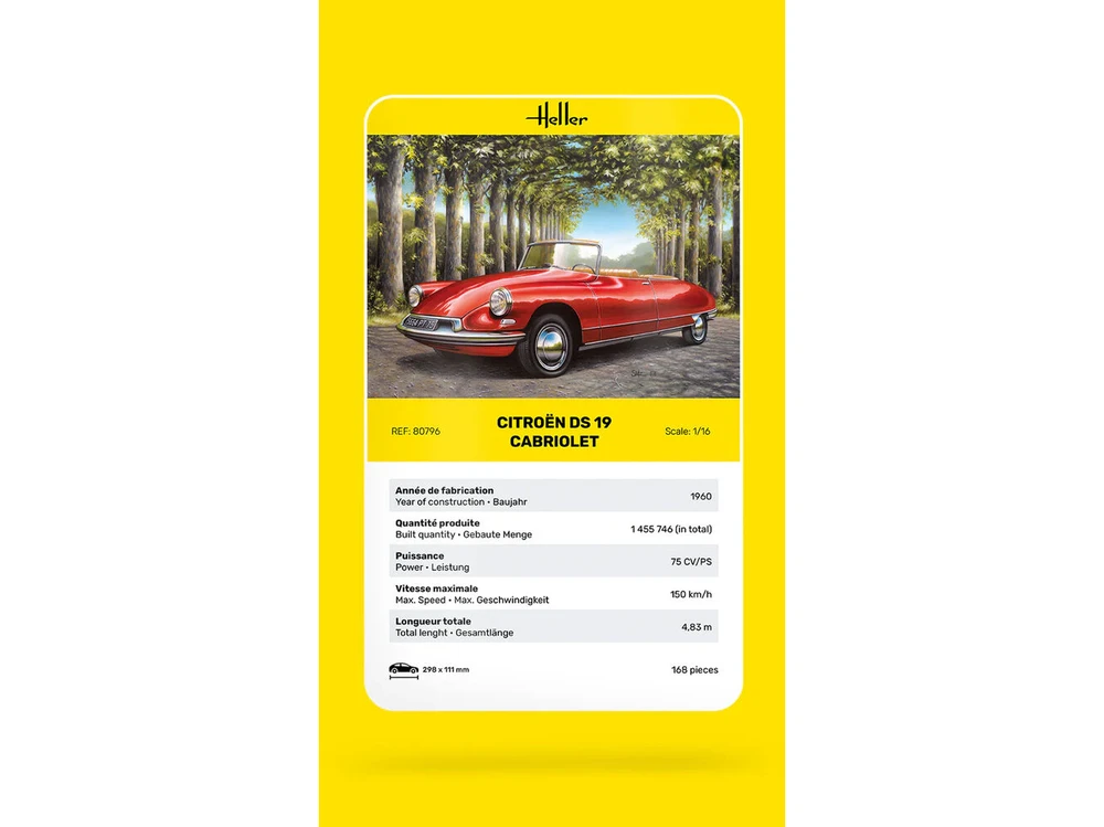 Citroën DS 19 Cabriolet plastikinis surenkamas modelis 1:16 Heller