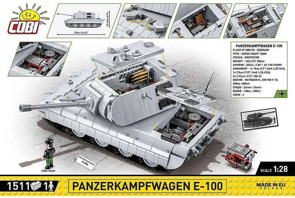 COBI - Konstruktorius Panzerkampfwagen E-100, 1/28, 2572