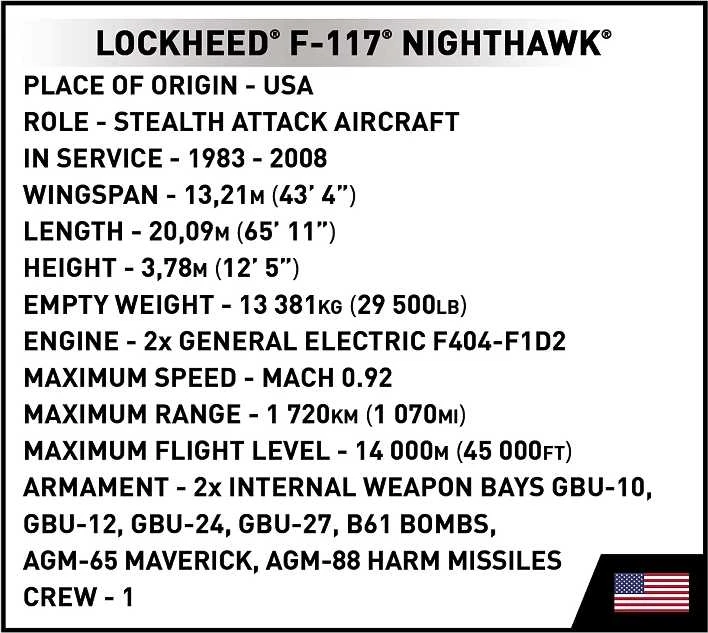 Cobi „Lockheed F-117 Nighthawk 795“ blokai