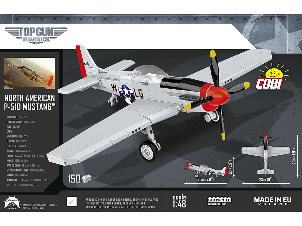 COBI P-51D Mustang lėktuvo konstruktorius 1:48, 150 detalių (5847)