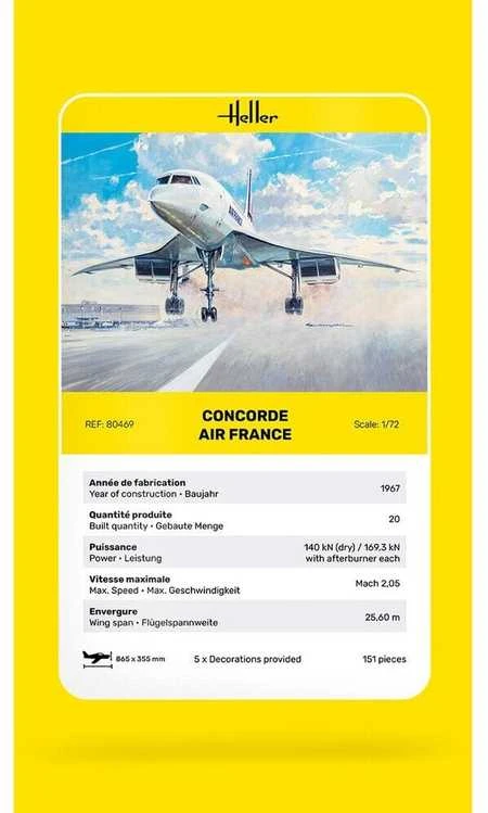 Concorde Air France 1/72 Heller plastikinis lėktuvo surinkimo rinkinys