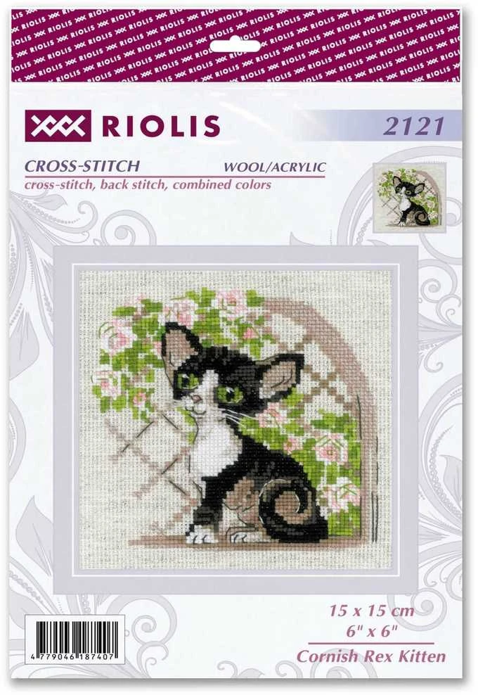 Riolis Kryželiu siuvinėjimo rinkinys "Cornish Rex Kitten" 15x15 SR2121