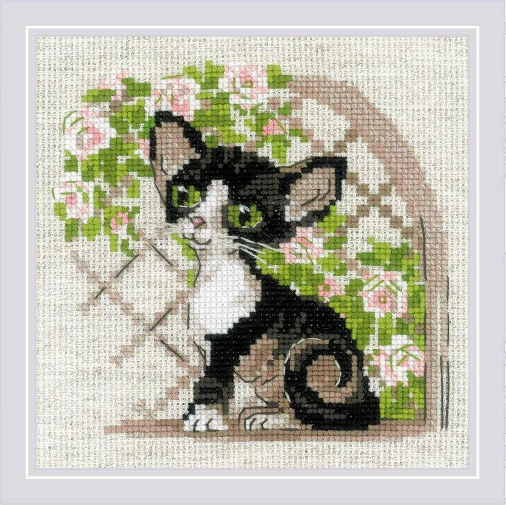 Riolis Kryželiu siuvinėjimo rinkinys "Cornish Rex Kitten" 15x15 SR2121