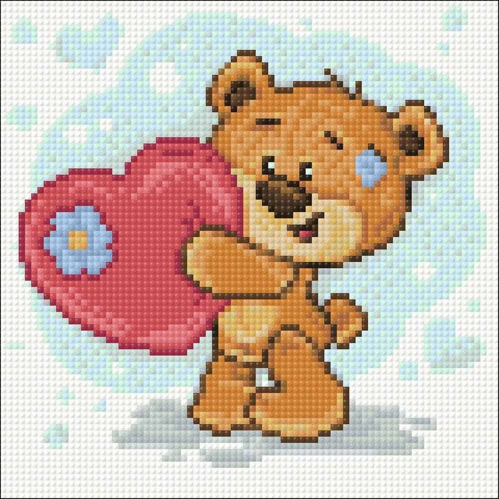 Crafting Spark Bear with the Heart 20х20 Deimantinio Paveikslo komplektas Cs2698