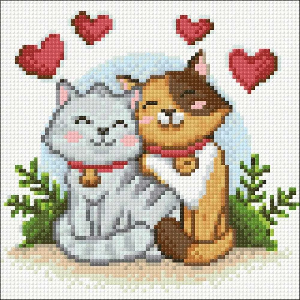 Crafting Spark Cat Love 20х20 Deimantinio Paveikslo komplektas Cs2696