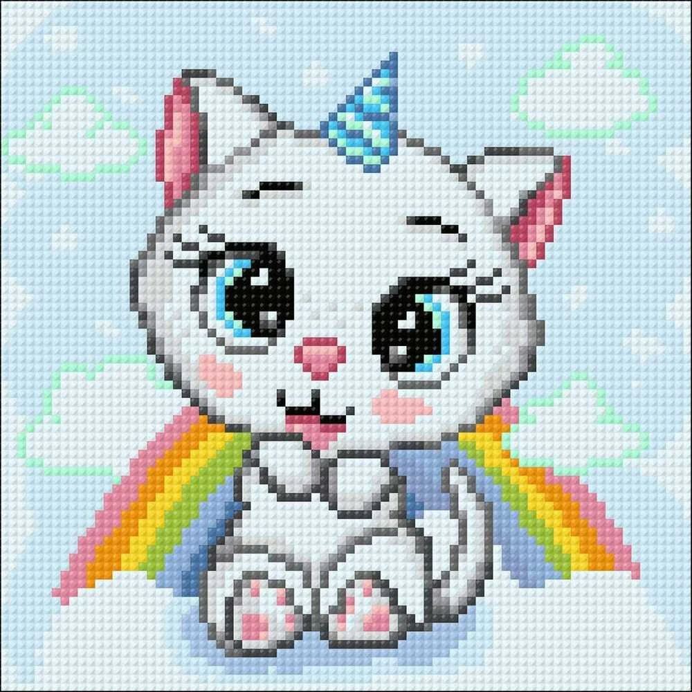 Crafting Spark Cat with the Rainbow 20х20 Deimantinio Paveikslo komplektas Cs2708