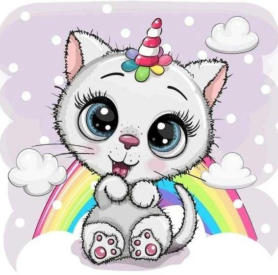 Crafting Spark Cat with the Rainbow 20х20 Deimantinio Paveikslo komplektas Cs2708