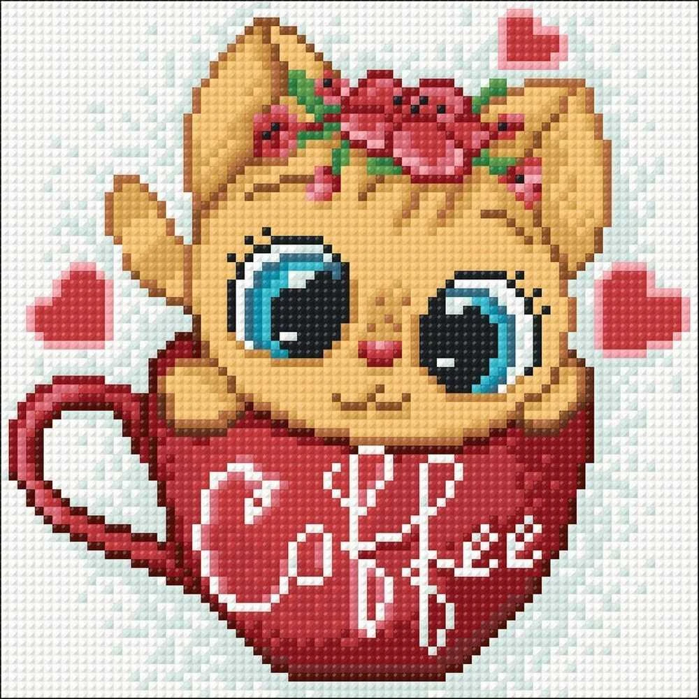 Crafting Spark Coffee Cat 20х20 Deimantinio Paveikslo komplektas Cs2707