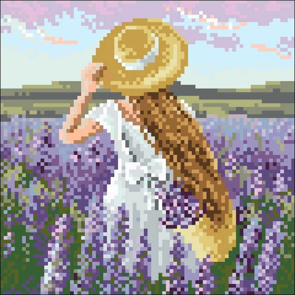 Crafting Spark Girl in Lavender Field 20х20 Deimantinio Paveikslo komplektas Cs2626