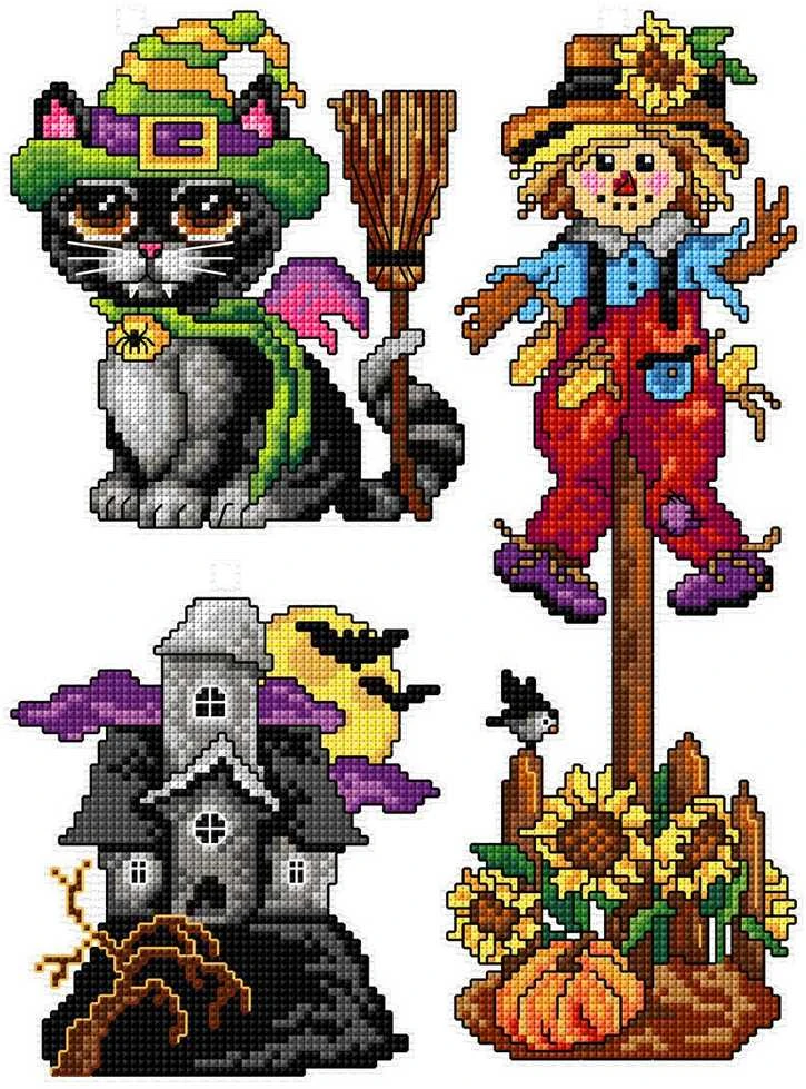 Crafting Spark Halloween siuvinėjimo kryželiu rinkinys, 14ct plastikinė drobė, 27 spalvų