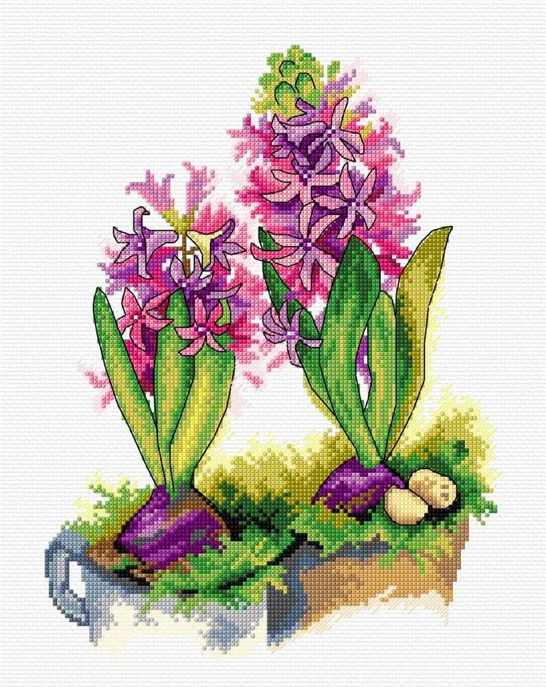 Crafting Spark Hiacintas siuvinėjimo kryželiu rinkinys, Aida 16 ct, 18x24 cm, DMC