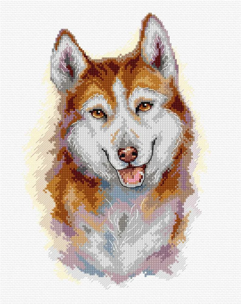 Crafting Spark Husky siuvinėjimo kryželiu rinkinys, Aida 16 ct, DMC siūlai, 17x25 cm