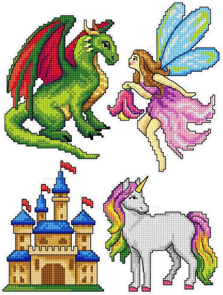Crafting Spark Magic Heroes siuvinėjimo kryželiu rinkinys, 14ct, 27 spalvų, plastikinė kanva