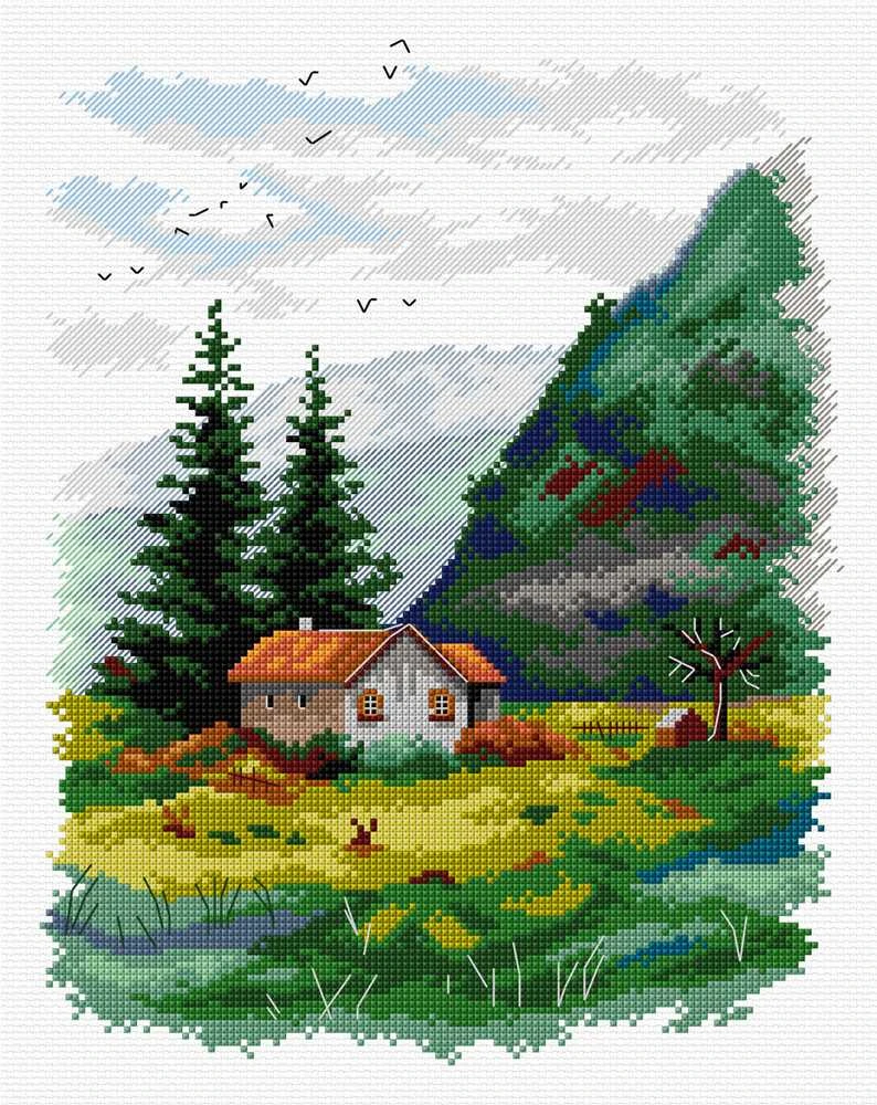 Crafting Spark Peizažas siuvinėjimo kryželiu rinkinys 16 ct Aida, DMC, 29 spalvų, 19x25 cm