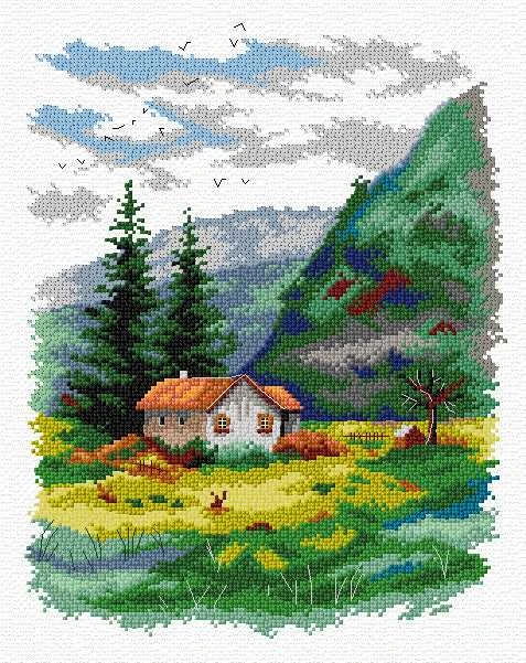 Crafting Spark Peizažas siuvinėjimo kryželiu rinkinys 16 ct Aida, DMC, 29 spalvų, 19x25 cm