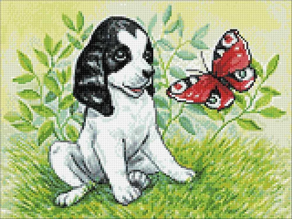 Crafting Spark Puppy and Butterfly 40х30 Deimantinio Paveikslo komplektas Cs2675
