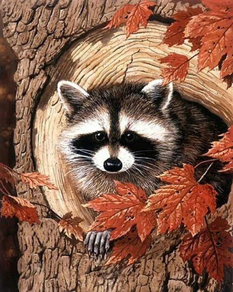 Crafting Spark Racoon in the Tree Deimantinio Paveikslo komplektas CS2561
