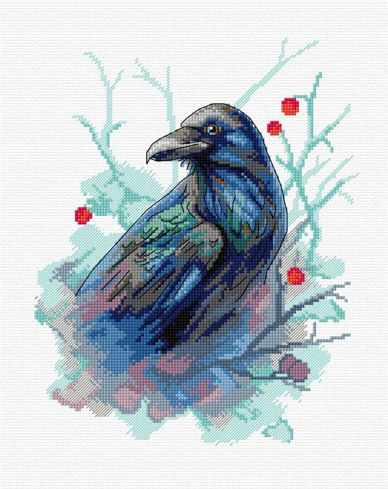 Crafting Spark Raven siuvinėjimo kryželiu rinkinys, 16 ct Aida, 22 spalvos, 18x23 cm