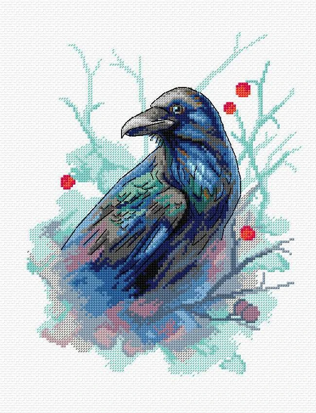 Crafting Spark Raven siuvinėjimo kryželiu rinkinys, 16 ct Aida, 22 spalvos, 18x23 cm