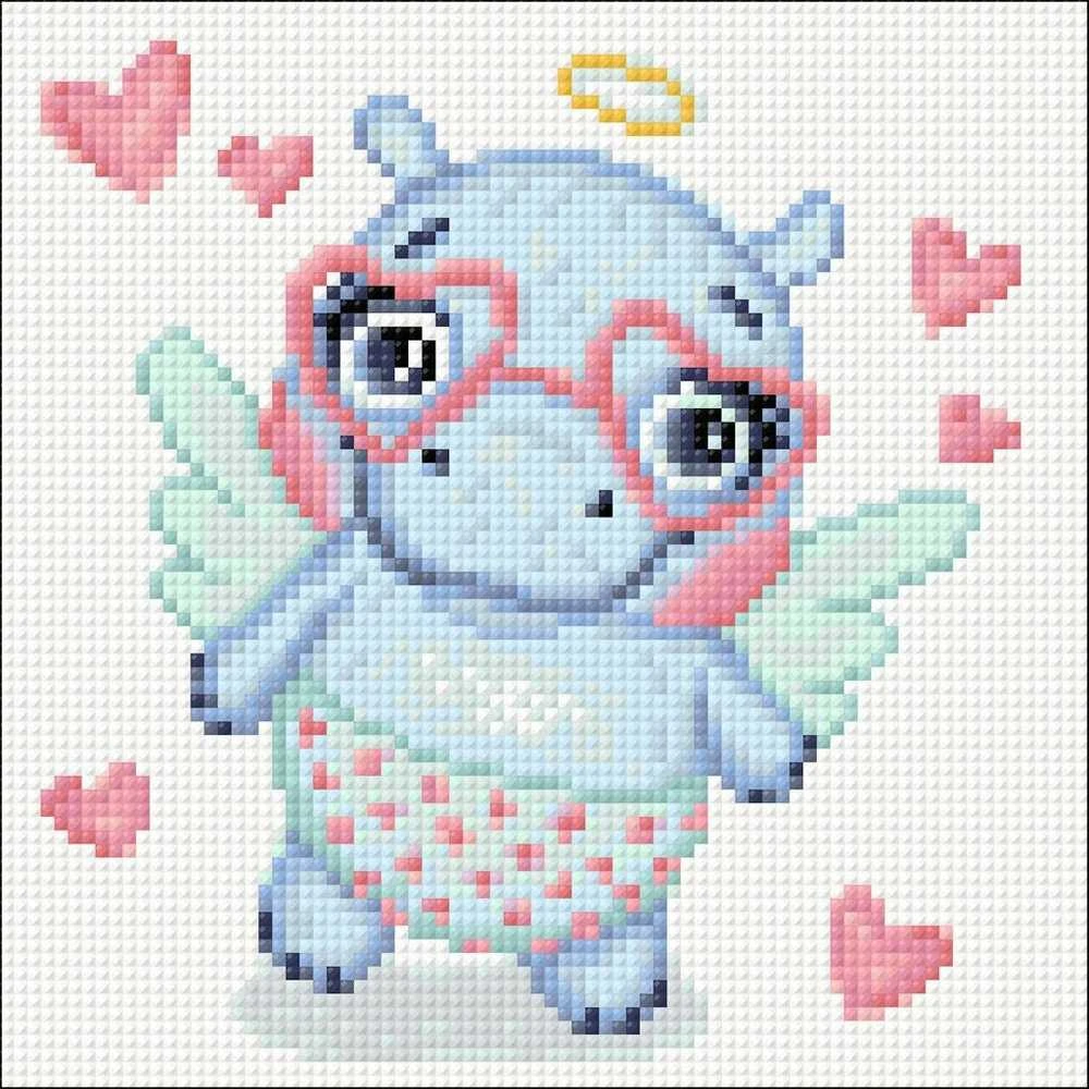 Crafting Spark Romantic Hippo 20х20 Deimantinio Paveikslo komplektas Cs2694