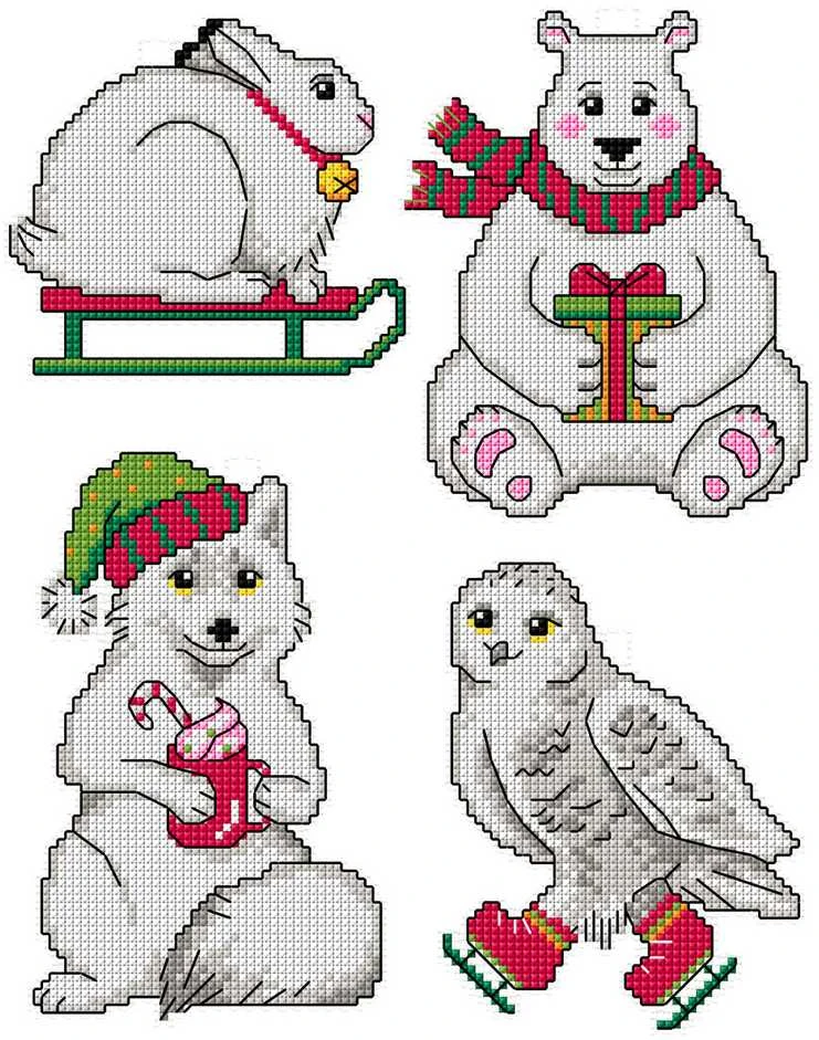 Crafting Spark Siuvinėjimo kryželiu rinkinys Baltas Christmas, 14 ct, 4 dizainai