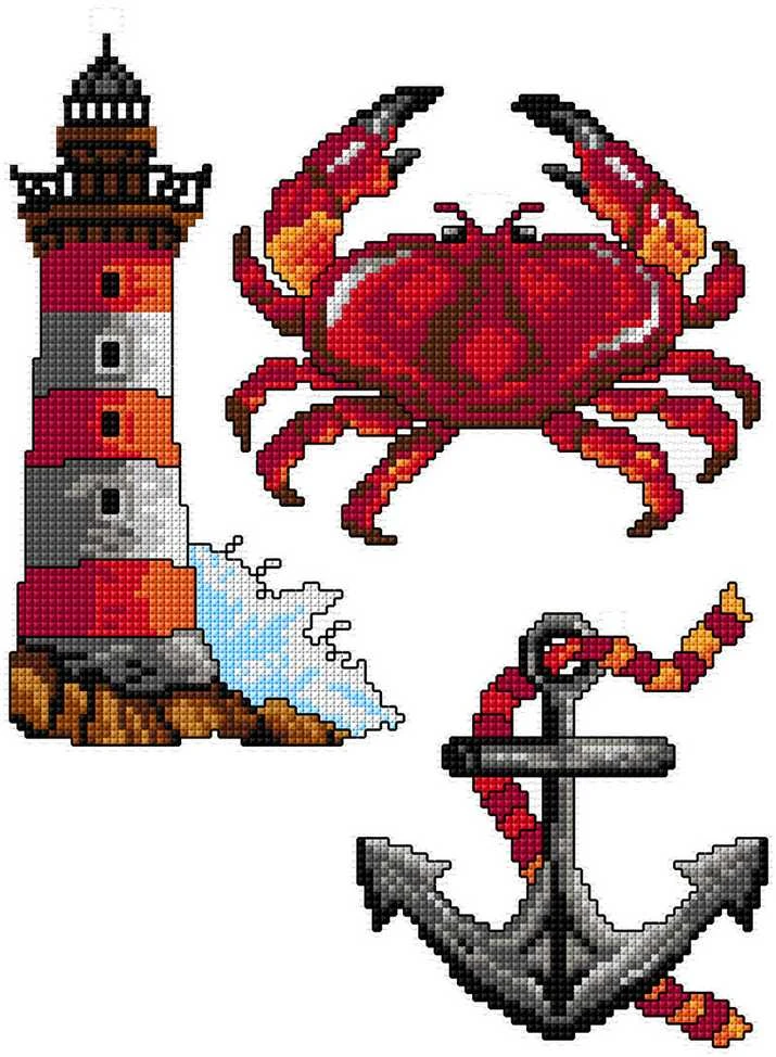 Crafting Spark Siuvinėjimo kryželiu rinkinys „Jūrų pasaulis“, plastikinė drobė 14ct