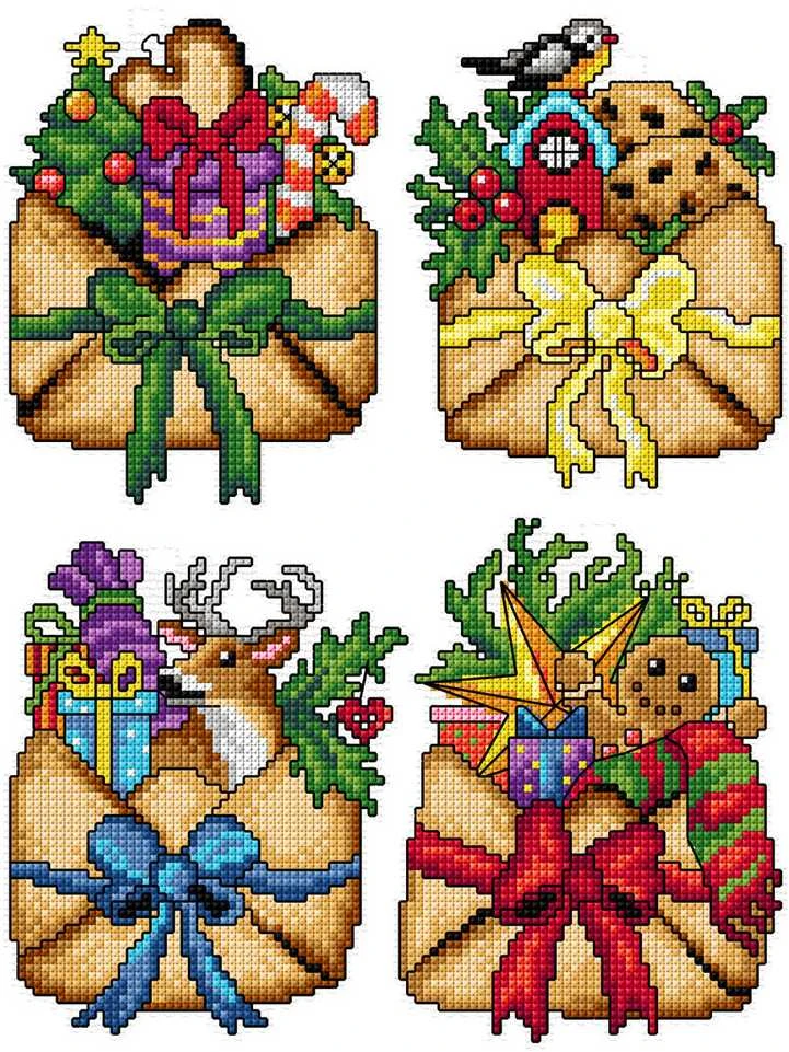 Crafting Spark Siuvinėjimo kryželiu rinkinys Kalėdinės raidės, plastikinė kanva 14 ct 24 spalvų