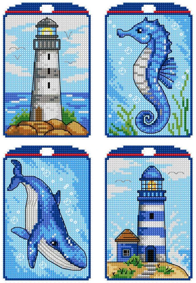 Crafting Spark Siuvinėjimo kryželiu rinkinys Pajūrio gyvenimas, 14ct, 18 spalvų, 8,5x13 cm