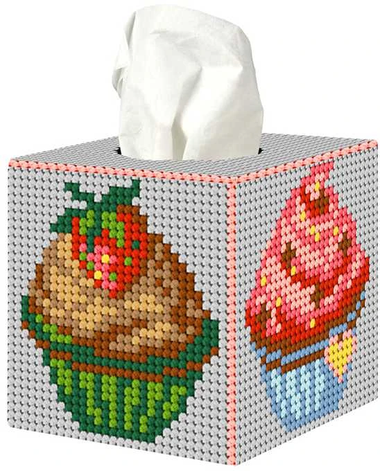 Crafting Spark Siuvinėjimo kryželiu rinkinys „Keksiukai“, plastikinė drobė, 13 spalvų