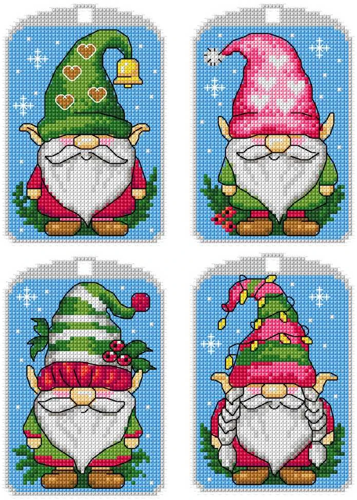 Crafting Spark Siuvinėjimo kryželiu rinkinys Kalėdiniai nykštukai, 14ct plastikinė kanva