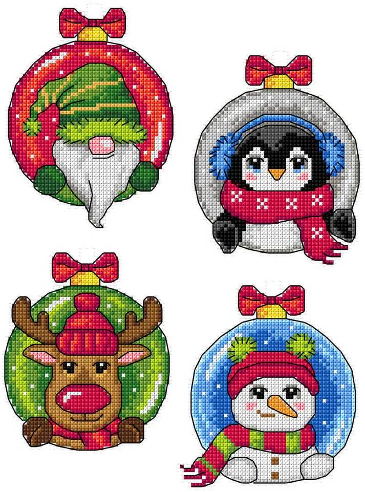 Crafting Spark Siuvinėjimo kryželiu rinkinys: Kalėdiniai burbulai, plastikinė kanva 14ct