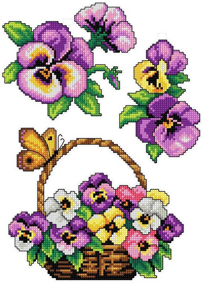 Crafting Spark Siuvinėjimo kryželiu rinkinys „Našlaitės“ 14ct plastikinė drobė