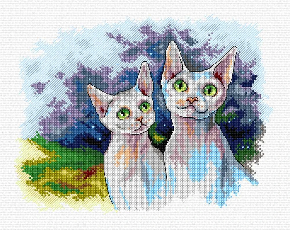 Crafting Spark Siuvinėjimo kryželiu rinkinys Katės, Aida 16 ct, DMC, 19×24 cm