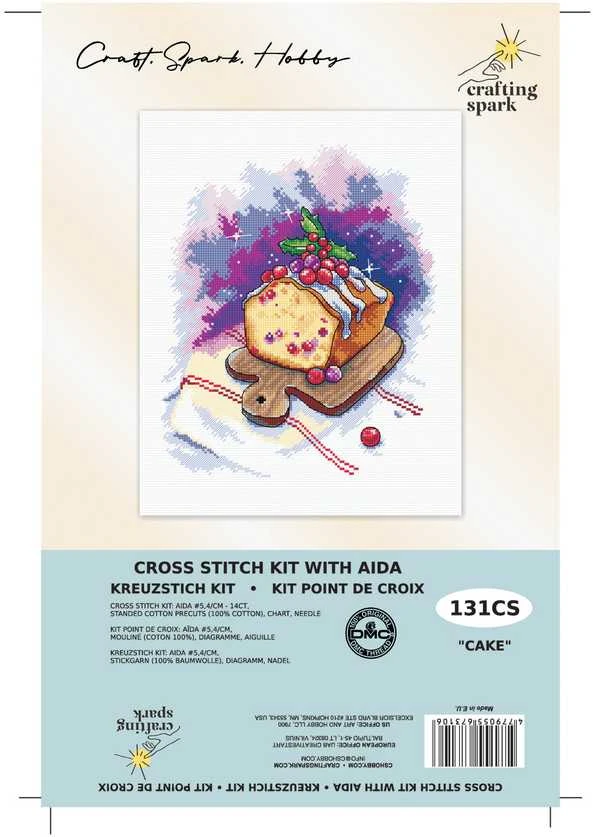 Crafting Spark Siuvinėjimo kryželiu rinkinys Tortas, 16 ct Aida, 18x22 cm, 32 spalvos